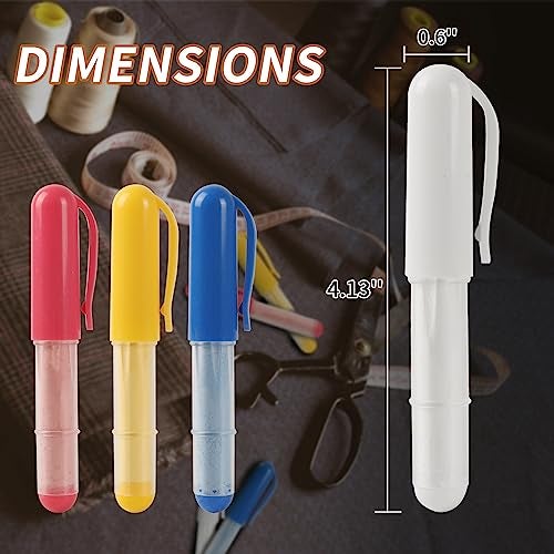 Calvana (4-pack) Fabric Chalk Markers (Red, Yellow, Blue, White) -Erase Tailor’s Chalk for Quilting and Sewing - Compatible with Most Fabrics - With Dosing Wheel Technology, 4 Colors - Image 2