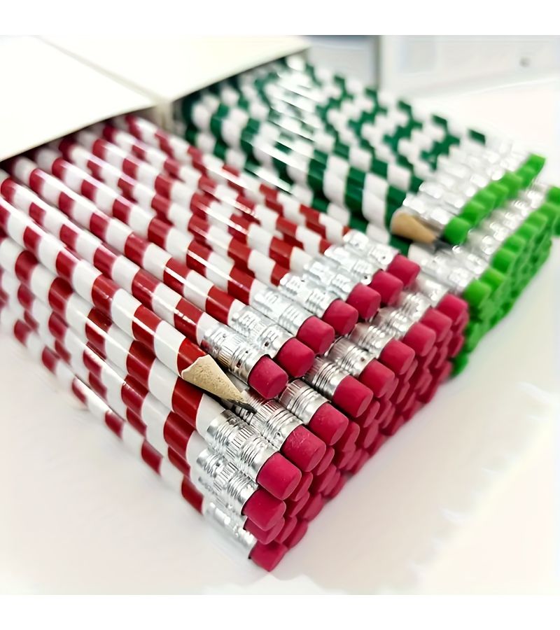 40 Pack Red and Green Striped HB Pencils with Erasers for Sketching Writing Drawing - Image 3