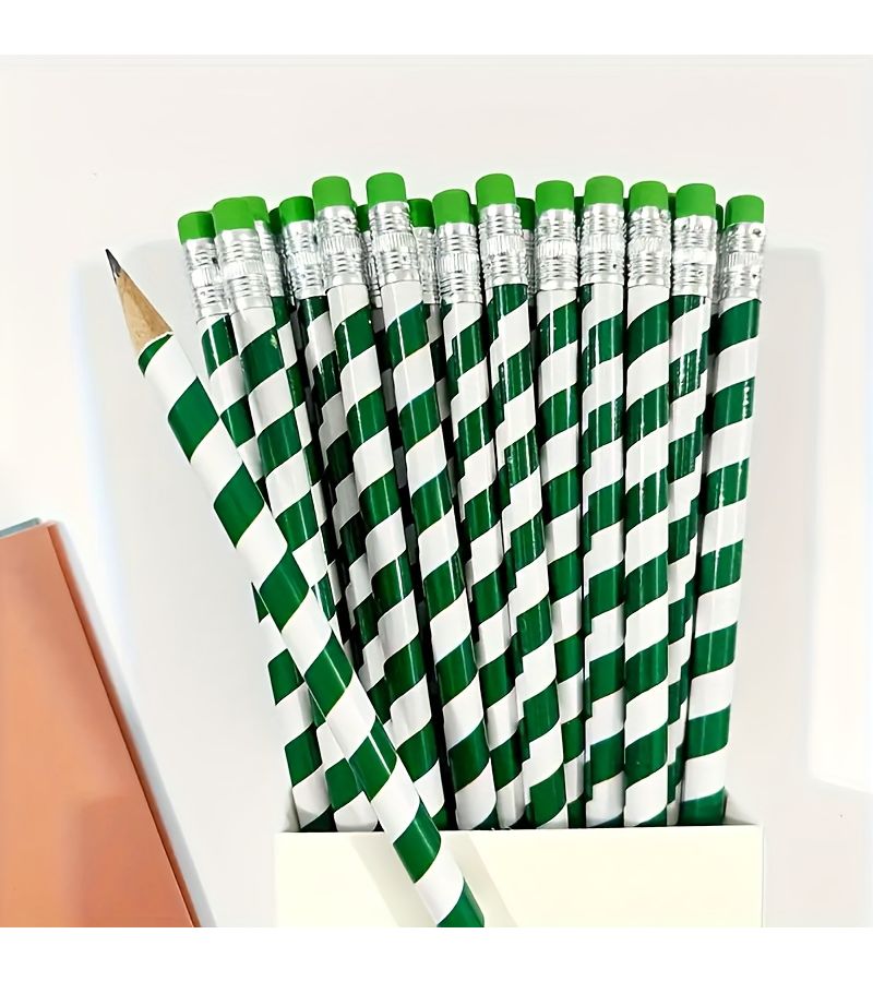 40 Pack Red and Green Striped HB Pencils with Erasers for Sketching Writing Drawing - Image 4