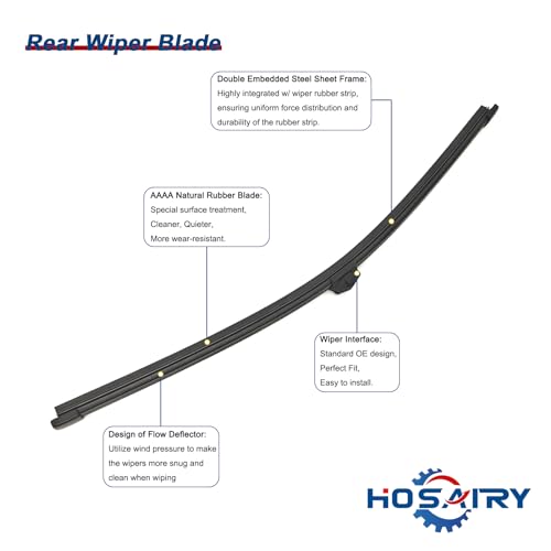 HOSAIRY Rear Wiper Arm Blade Set for Porsche Cayenne 2011-2017 Rear Windshield Wiper Arm Blade Assembly 95862804000 - Image 4