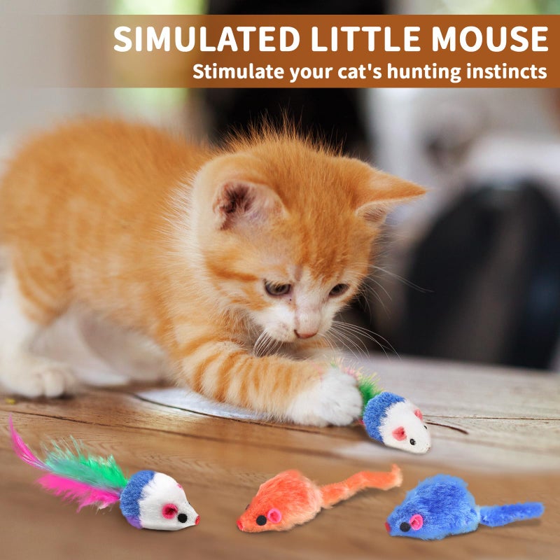 iCAGY 25-Piece Cat Toys Kit with Rainbow Tunnel - Interactive Cat Toy Bundle for Indoor Cats, Kitten Playtime Variety Set Includes Feather Teaser, Springs, Balls, Mice & Noise Toys - Image 4
