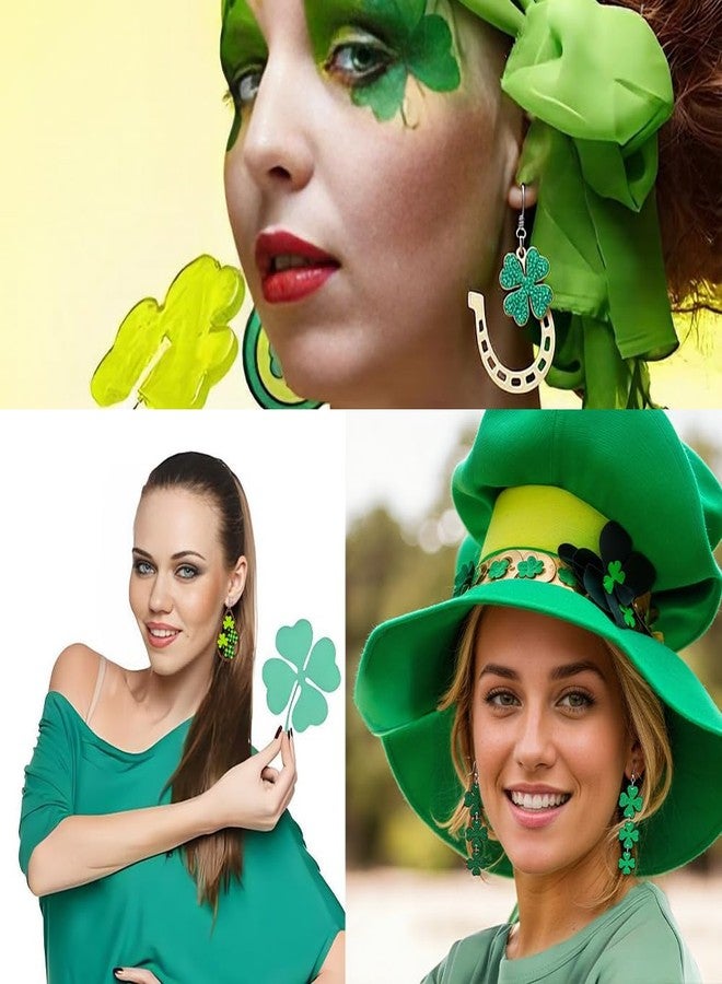Dhdfisd St Patricks Day Earrings for Women Acrylic Shamrock Clover Irish Cute Cat Earrings Set Irish Party Green Gift 6PCS (St. Patrick Earring Set) - Image 5
