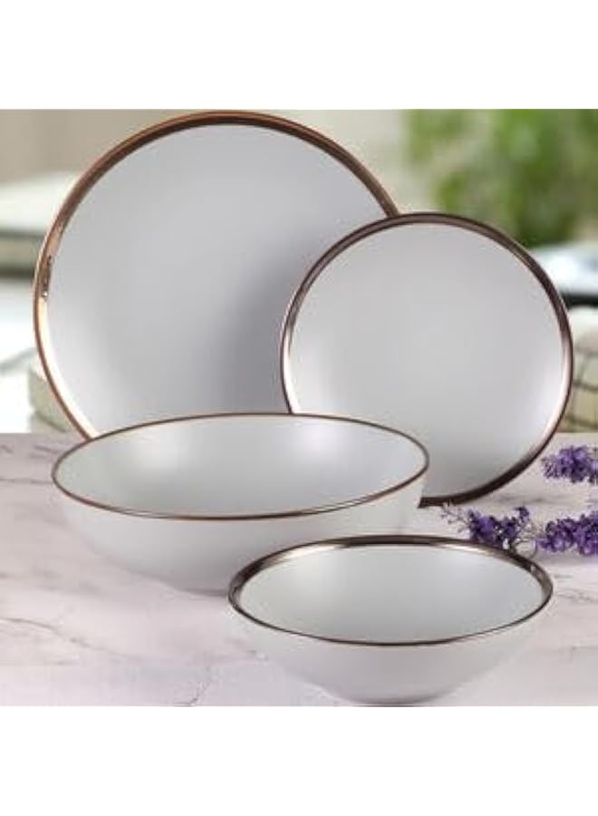 بين سيرفي طقم عشاء 19 قطعة من الخزف الحجري 6 أشخاص رمادي كبير - Image 2