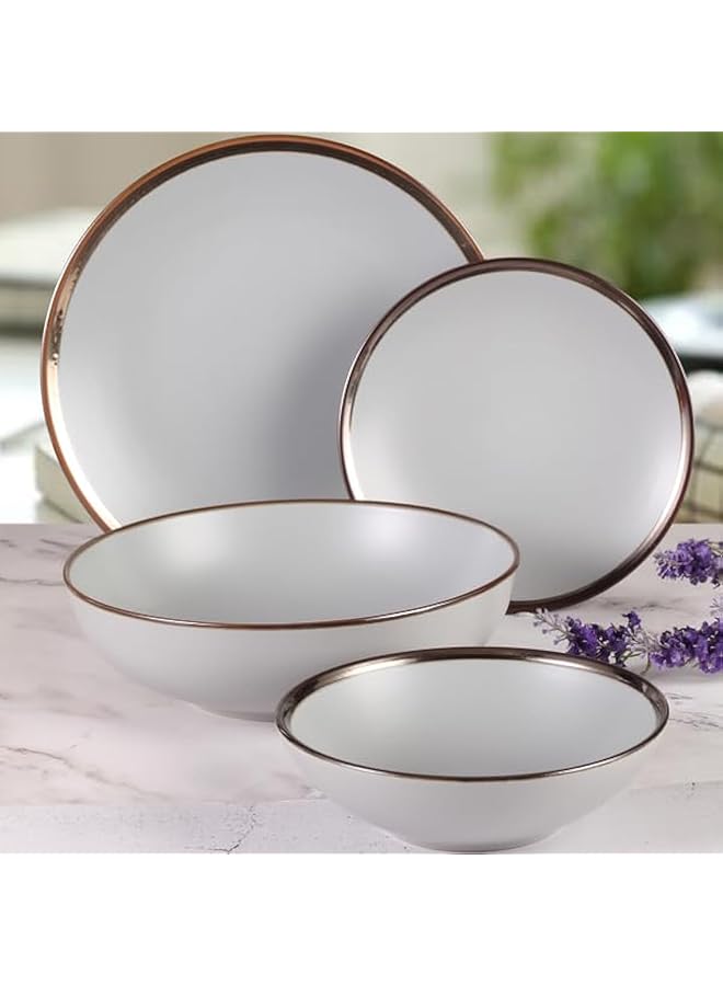 بين سيرفي طقم عشاء 19 قطعة من الخزف الحجري 6 أشخاص رمادي كبير - Image 1