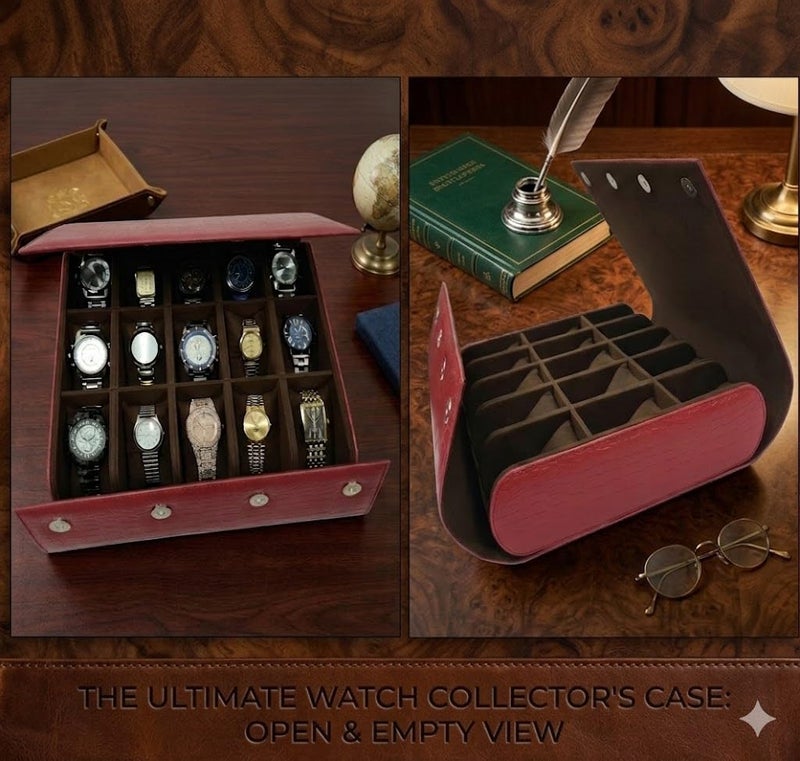 essart Luxury Watch Storage Case – Premium Leather Organizer Box for Exclusive Timepieces, Elegant Display & Protection for Collectors (WR-101-XV-Maroon) - Image 4