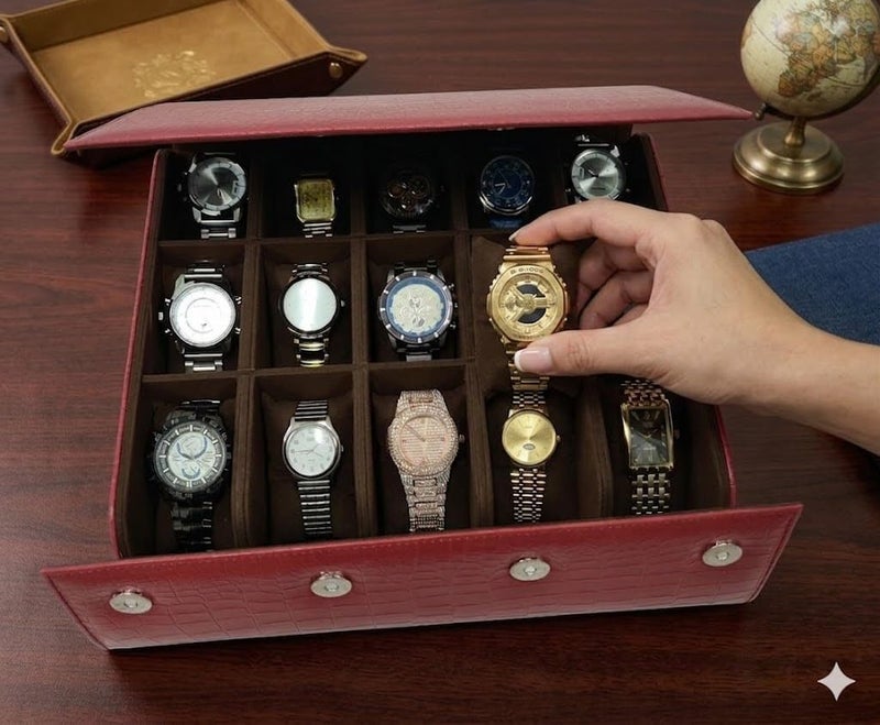 essart Luxury Watch Storage Case – Premium Leather Organizer Box for Exclusive Timepieces, Elegant Display & Protection for Collectors (WR-101-XV-Maroon) - Image 2