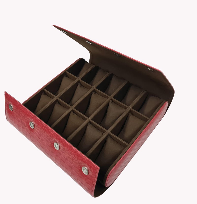 essart Luxury Watch Storage Case – Premium Leather Organizer Box for Exclusive Timepieces, Elegant Display & Protection for Collectors (WR-101-XV-Maroon) - Image 1