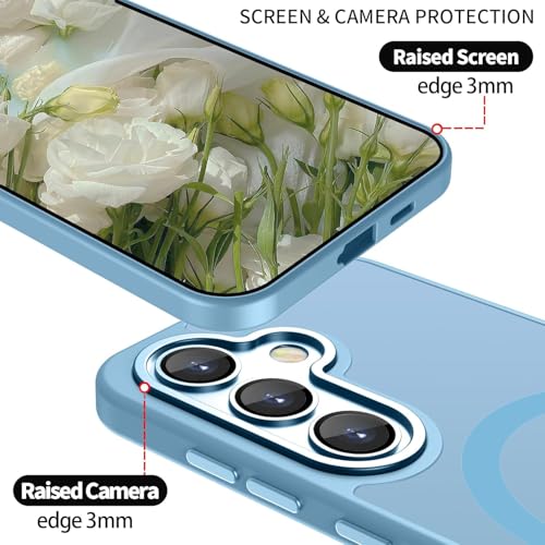 Elzzi Magnetic for Samsung S24 5g Case, Upgraded [Full Camera Protection] [Compatible with Magsafe] [Translucent Matte] Shockproof Protective Phone Case for Men & Women - Official Blue - Image 4