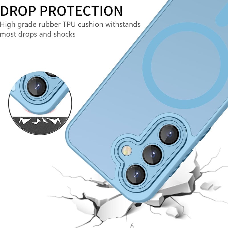 Elzzi Magnetic for Samsung S24 5g Case, Upgraded [Full Camera Protection] [Compatible with Magsafe] [Translucent Matte] Shockproof Protective Phone Case for Men & Women - Official Blue - Image 2