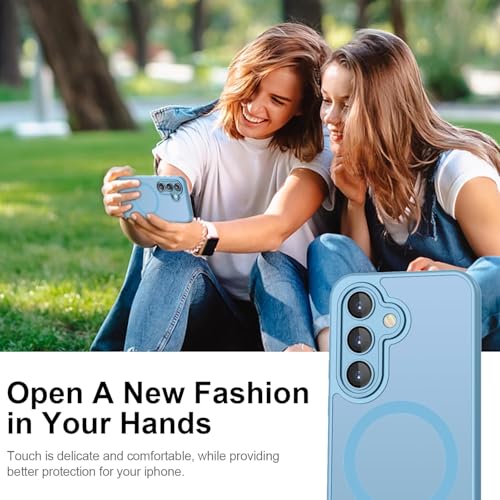 Elzzi Magnetic for Samsung S24 5g Case, Upgraded [Full Camera Protection] [Compatible with Magsafe] [Translucent Matte] Shockproof Protective Phone Case for Men & Women - Official Blue - Image 5