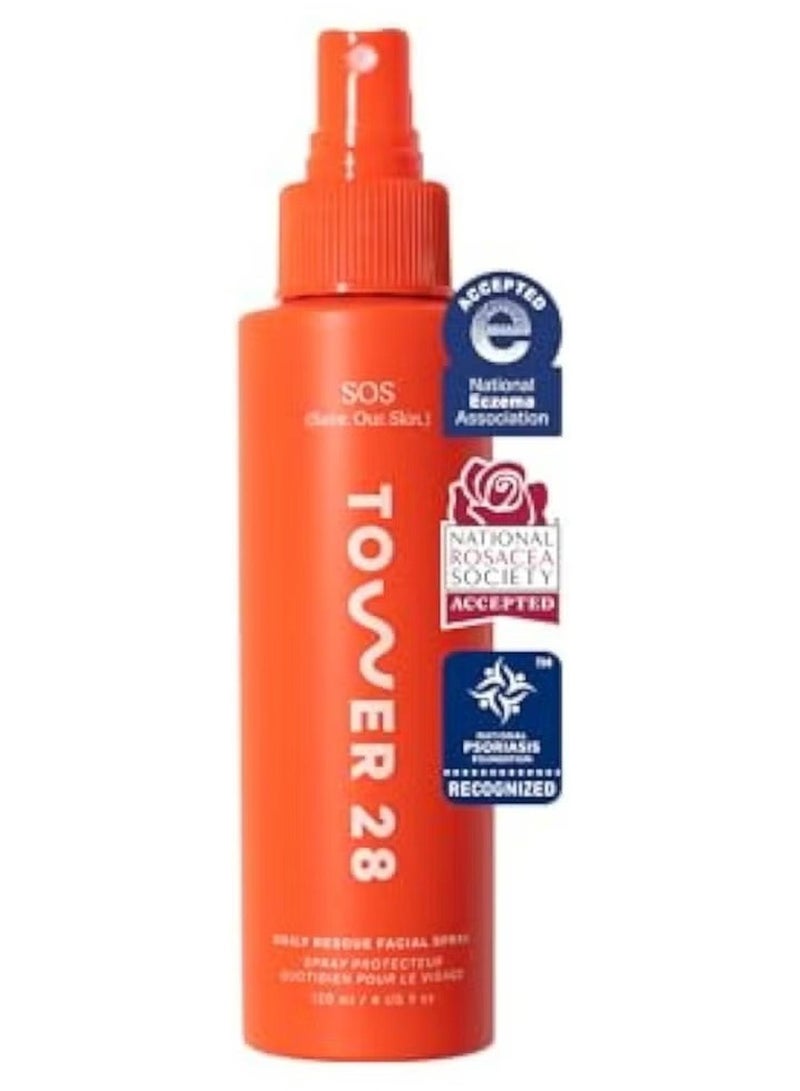 Tower 28 SOS Daily Rescue Facial Spray | Soothing and Refreshing pH Balancing Toner | Hypochlorous Acid Designed for Sensitive Skin | 4 Fl Oz