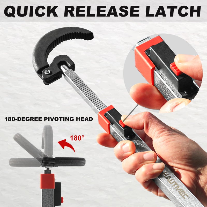 HAUTMEC 11-18inch Telescoping Basin Wrench, Sink Faucet Wrench for Tight Spaces with Replaceable Jaws Capacity 1-1/4''to 2-1/2", Plumber Wrenches for Faucet Hex Nuts Install and Repair Under Sink - Image 4