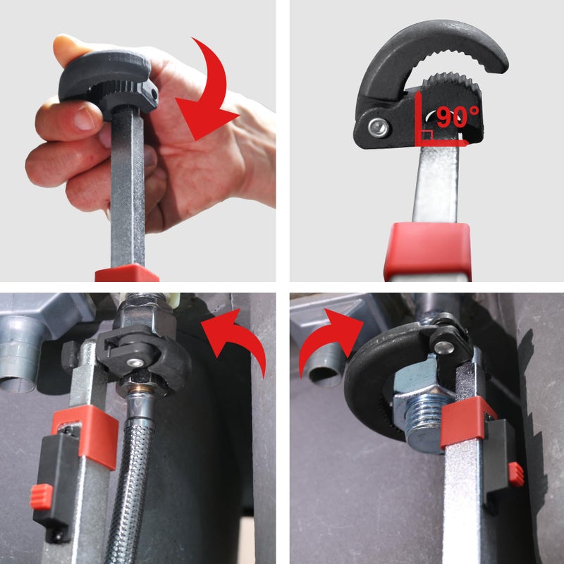 HAUTMEC 11-18inch Telescoping Basin Wrench, Sink Faucet Wrench for Tight Spaces with Replaceable Jaws Capacity 1-1/4''to 2-1/2", Plumber Wrenches for Faucet Hex Nuts Install and Repair Under Sink - Image 3