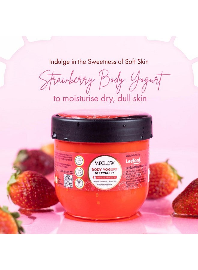 MEGLOW Body Yogurt Moisturizer For Dry Skin Strawberry 48 Hour Hydration Oil Free Moisturizer Body Creambody Butter For Men & Women - Image 2