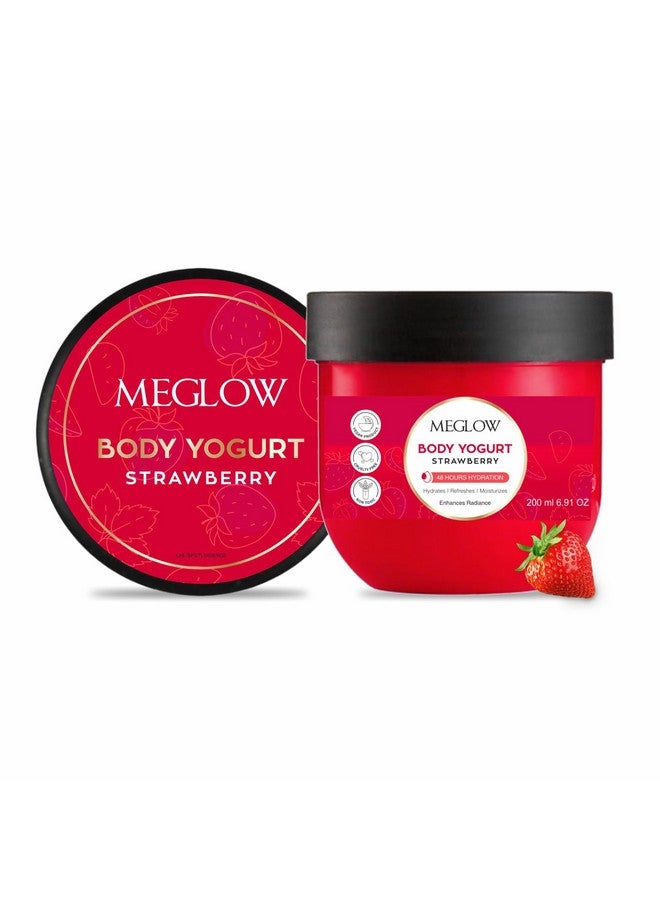 MEGLOW Body Yogurt Moisturizer For Dry Skin Strawberry 48 Hour Hydration Oil Free Moisturizer Body Creambody Butter For Men & Women - Image 1