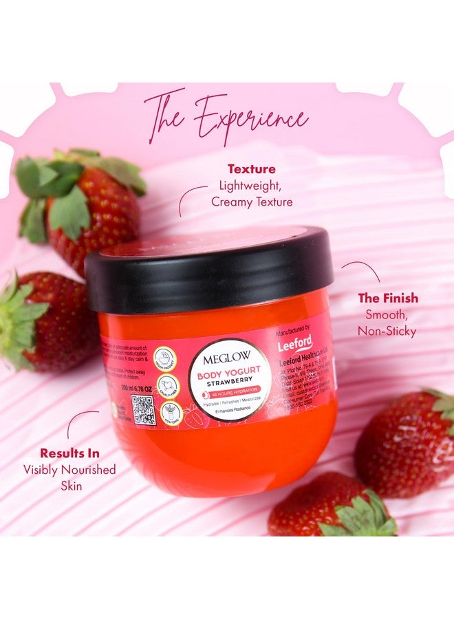 MEGLOW Body Yogurt Moisturizer For Dry Skin Strawberry 48 Hour Hydration Oil Free Moisturizer Body Creambody Butter For Men & Women - Image 3