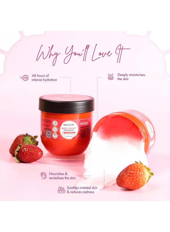 MEGLOW Body Yogurt Moisturizer For Dry Skin Strawberry 48 Hour Hydration Oil Free Moisturizer Body Creambody Butter For Men & Women - Image 4