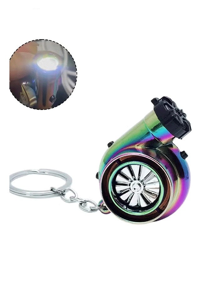 DAEVO LED Turbo Keychain, Unique Shape, Sound and LED Light, Battery Powered, Metal Electric Electronic Car Flashlight Keychain Pendant for Car Key, Car Decorations Perfect Gifts - Image 1