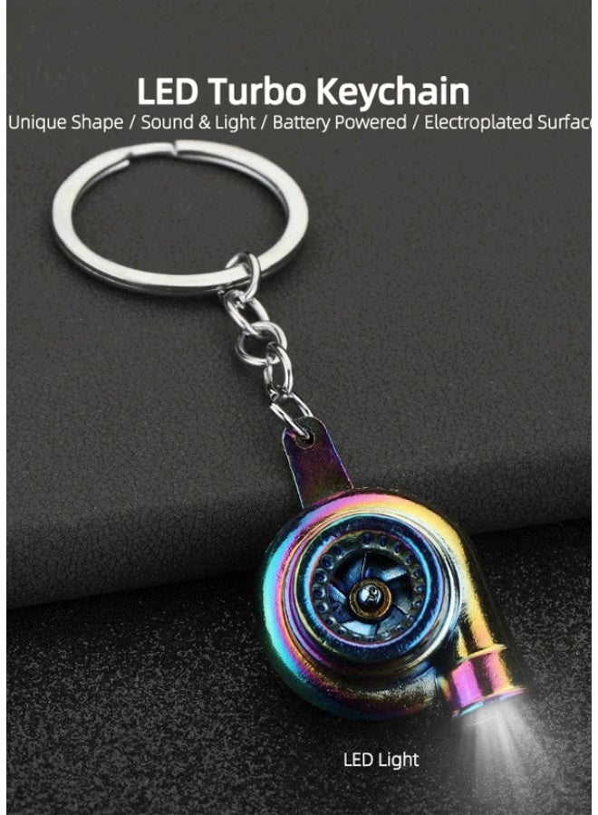 DAEVO LED Turbo Keychain, Unique Shape, Sound and LED Light, Battery Powered, Metal Electric Electronic Car Flashlight Keychain Pendant for Car Key, Car Decorations Perfect Gifts - Image 2