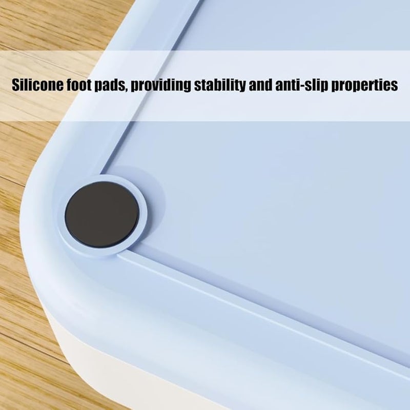 موزع طعام الحيوانات الأليفة الأزرق التلقائي مع طبق مزدوج وموزع ماء مدمج بتصميم مضاد للانزلاق - Image 5