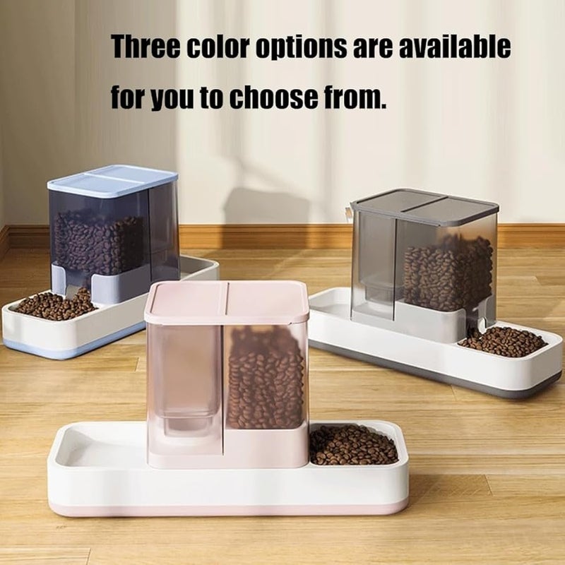 موزع طعام الحيوانات الأليفة الأزرق التلقائي مع طبق مزدوج وموزع ماء مدمج بتصميم مضاد للانزلاق - Image 3