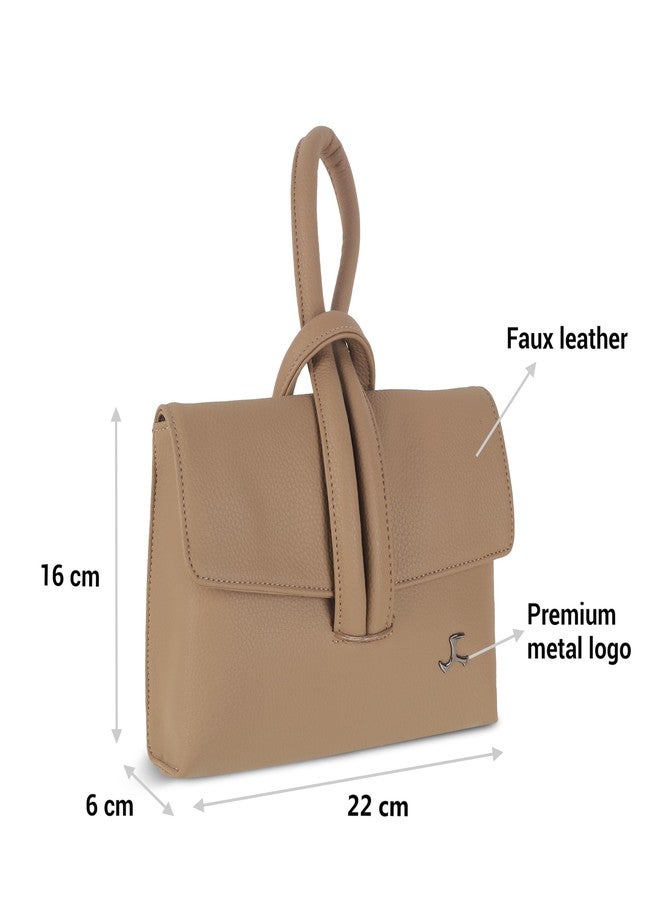 Mochi Women Beige Faux Leather Casual Sling Bag with Unique Arm Loop Handle (66-442) - Image 3
