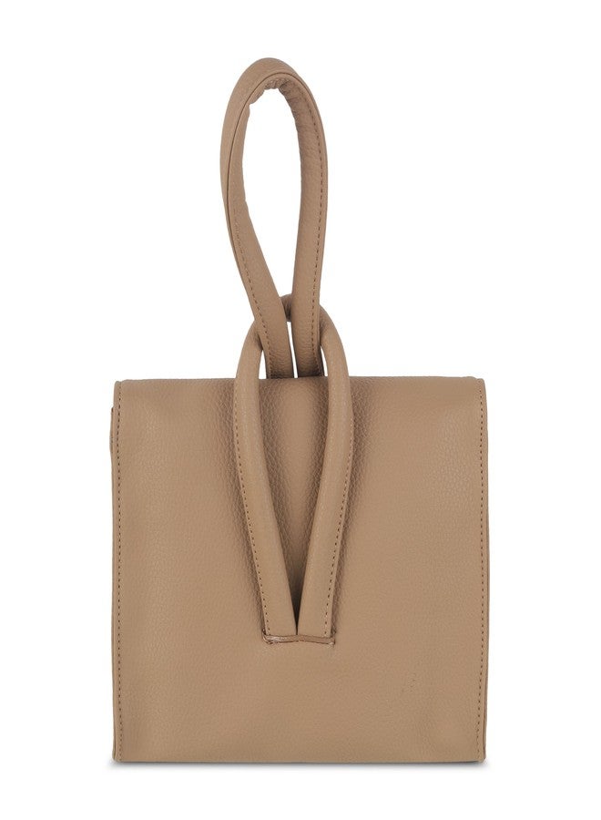 Mochi Women Beige Faux Leather Casual Sling Bag with Unique Arm Loop Handle (66-442) - Image 4