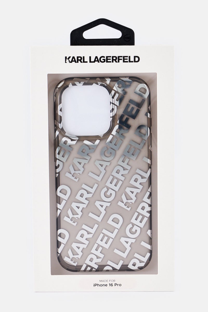 Karl Lagerfeld حافظة حماية بشعار علامة آيفون 16 برو، فضية - Image 2