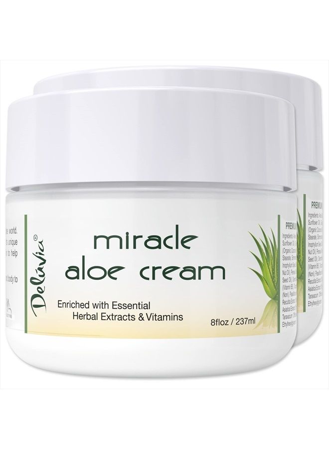DELÚVIA Deluvia Miracle Aloe Lotion, Aloe Vera Cream, Aloe Vera Moisturizer for Face and Body, Aloe Soothing Sun Cream, Aloe Vera Lotion, Aloe Cream and Face Moisturizer, Aloe Vera and Vitamin E Lotion - 2 Pa  - Image 1