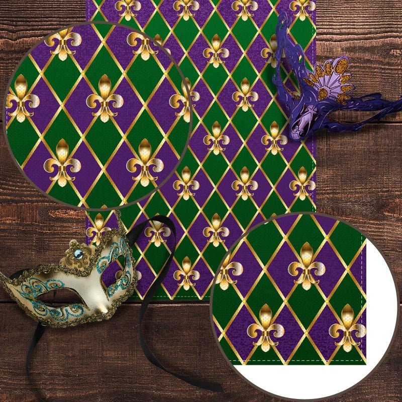 Pudodo Mardi Gras Table Runner Fleur De Lis Carnival Masquerade New Orleans Holiday Party Kitchen Dining Home Decoration (13" x 72") - Image 5