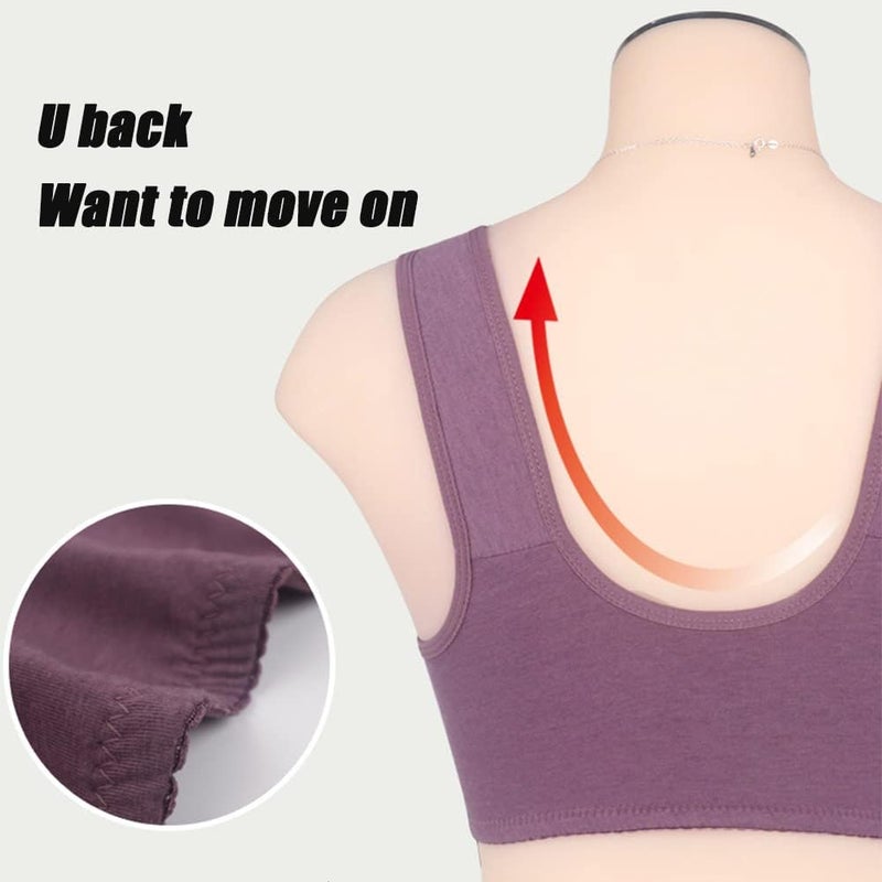 comfrt Camilace - Comfort Wireless Front Close Bra, Ultra-Thin Front Zip U-Back Bra, Comfort Bras for Women, Plus Size (5XL, Purple Gray+Bean Paste) - Image 4