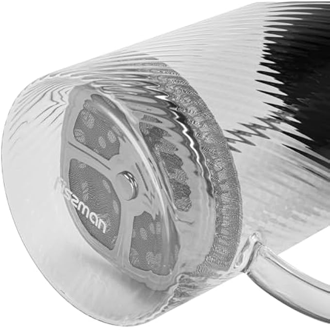 فيسمان ماكينة تحضير القهوة والشاي بالضغط الفرنسي سعة 1000 مل، مصنوعة من زجاج البورسليكات السميك المقاوم للحرارة، مصنوعة من الفولاذ المقاوم للصدأ، ماكينة تحضير القهوة والشاي بالضغط الفرنسي، مصنوعة من زجاج منقوش، مصنوعة من زجاج البورسليكات السميك المقاوم للحرارة - Image 5