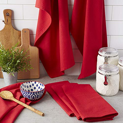 DII مجموعة مناشف الصحون الأساسية من DII، قطن مسطح منسوج، مجموعة صغيرة، 18x28، أحمر تانغو، 6 قطع - Image 4