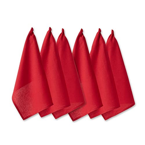 DII مجموعة مناشف الصحون الأساسية من DII، قطن مسطح منسوج، مجموعة صغيرة، 18x28، أحمر تانغو، 6 قطع - Image 1