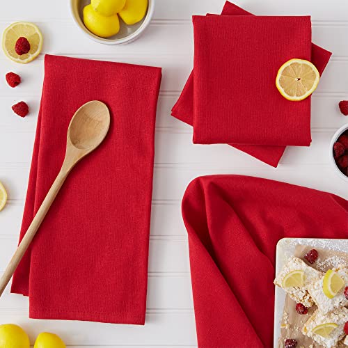 DII مجموعة مناشف الصحون الأساسية من DII، قطن مسطح منسوج، مجموعة صغيرة، 18x28، أحمر تانغو، 6 قطع - Image 3