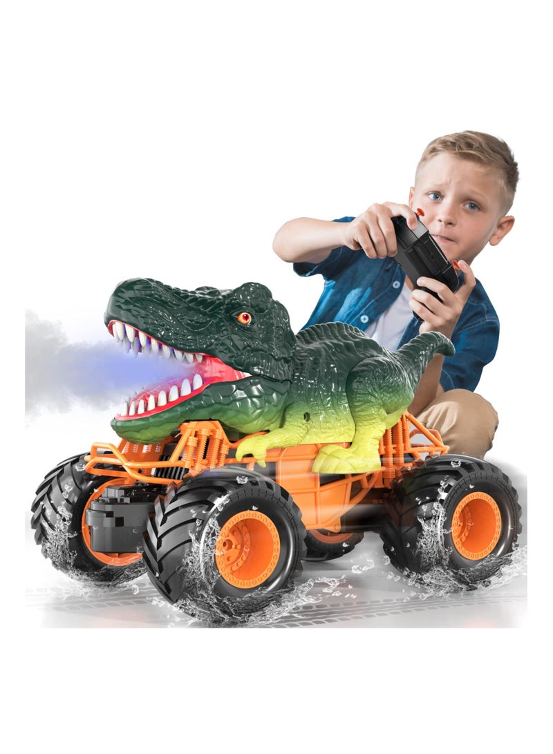 Loquat 2.4GHz Remote Control Dinosaur Car RC Dino Toys with Light Sound Spray Indoor Outdoor All Terrain Electric RC Car Toys Birthday Gifts for 3 to 12 Boys Kids - Image 1