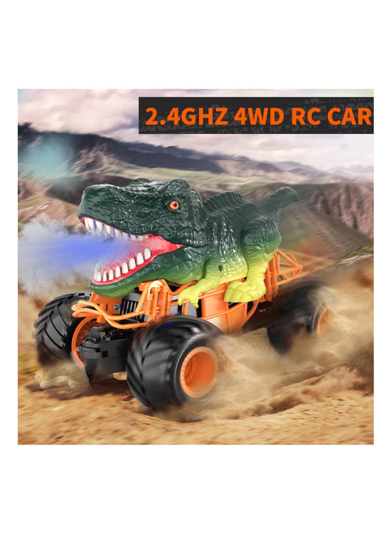 Loquat 2.4GHz Remote Control Dinosaur Car RC Dino Toys with Light Sound Spray Indoor Outdoor All Terrain Electric RC Car Toys Birthday Gifts for 3 to 12 Boys Kids - Image 5