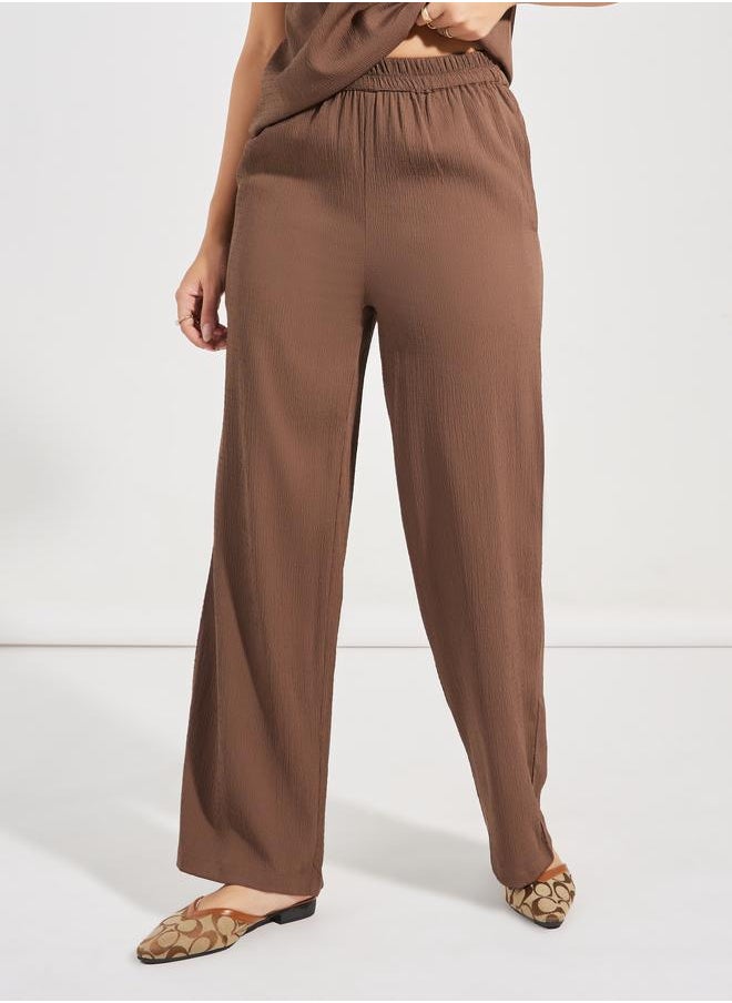 Styli - Side Ruched Cap Sleeves Top & Straight Leg Pants Co-Ords - Image 1