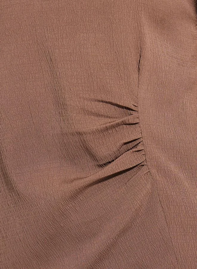Styli Side Ruched Cap Sleeves Top & Straight Leg Pants Co-Ords