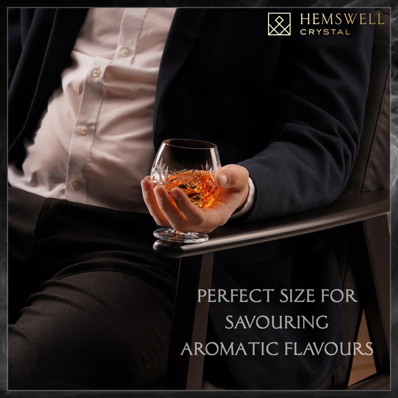Hemswell Crystal كأس براندي هيمسويل كريستال - كأس كونياك فردي - أكواب براندي صغيرة للبراندي أو الويسكي - كأس كريستال على شكل بالون كونياك 8.5 أونصة - تصميم غلينريغ - Image 3