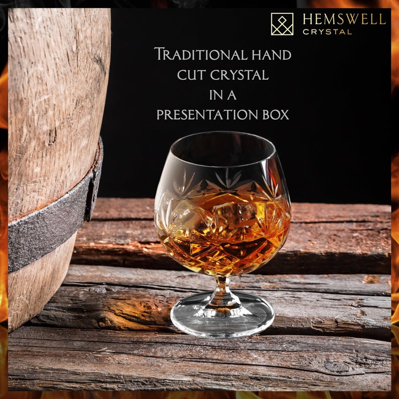 Hemswell Crystal كأس براندي هيمسويل كريستال - كأس كونياك فردي - أكواب براندي صغيرة للبراندي أو الويسكي - كأس كريستال على شكل بالون كونياك 8.5 أونصة - تصميم غلينريغ - Image 2