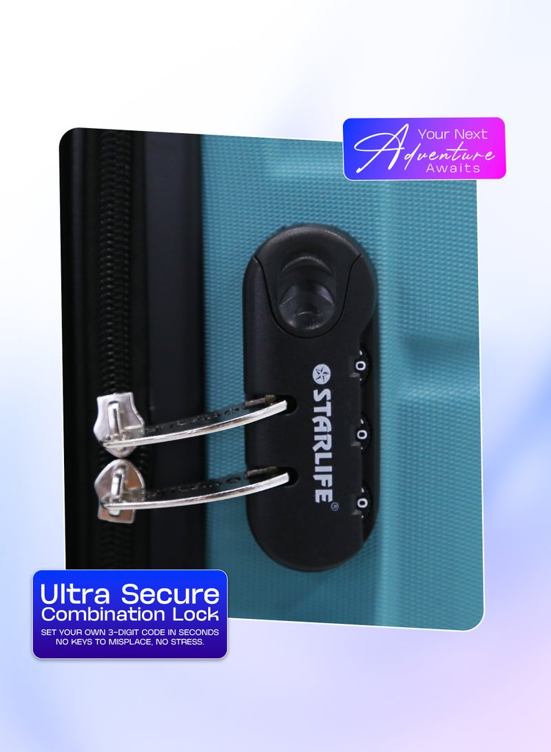 STARLIFE 3 Piece ABS Hard side Trolley Luggage Set Spinner Wheels with Number Lock - Image 3