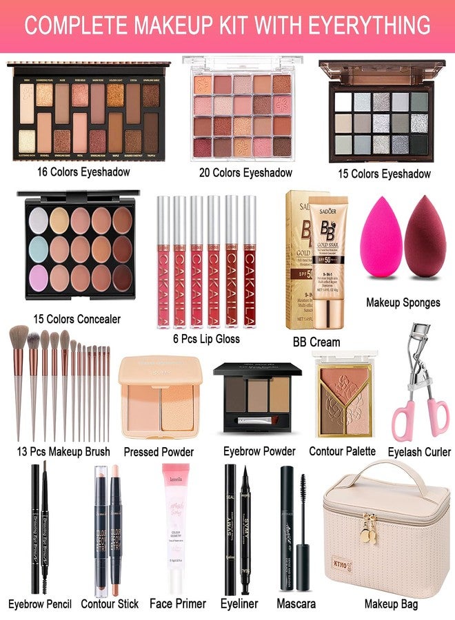 SHELAKIN All in One Makeup Kit, Makeup Kit for Women Full Kit, Travel Make Up Gift Set for Women, Teens & Girls, Includes Eyeshadow Lipstick Eyeliner Eyebrow Pencil Brush Set, Beginners and Professionals Alike - Image 2