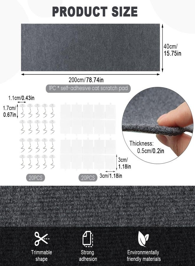 Ranjaner Cat Scratch Furniture Protector, Self-Adhesive Cat Scratch Deter-Rent for Furniture, Trimmable DIY Climbing Scratcher Couch Protector from Claws Scratching, 78.7"x15.7" - Image 2