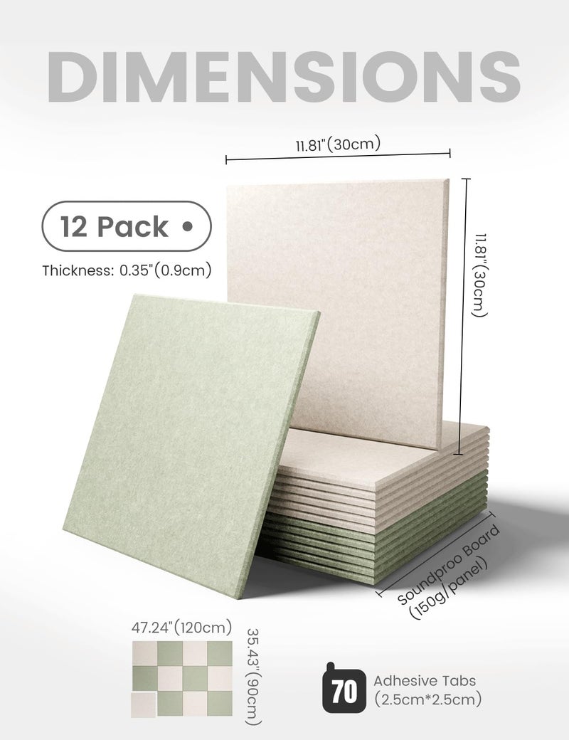Fluxynara Large Felt Bulletin Board 48" x 36" Cork Board Alternative-12 Pack with 70 Safe Removable Adhesive Tabs, Felt Boards for Walls Bulletin Boards for Home Office Classroom Pin Board-Oatmeal & Sage - Image 2