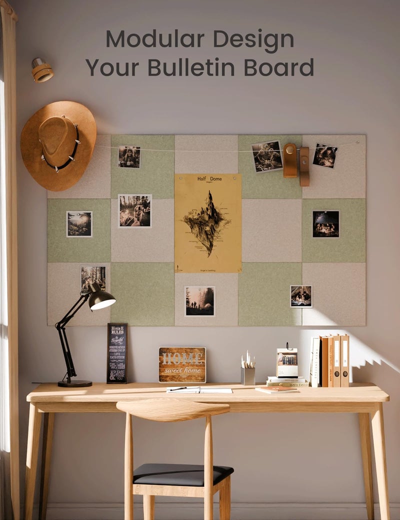 Fluxynara Large Felt Bulletin Board 48" x 36" Cork Board Alternative-12 Pack with 70 Safe Removable Adhesive Tabs, Felt Boards for Walls Bulletin Boards for Home Office Classroom Pin Board-Oatmeal & Sage - Image 5