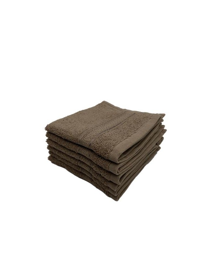 BYFT Daffodil (Dark Beige) Premium Face Towel (30x30 Cm-Set of 6) 100% Cotton, Highly Absorbent and Quick dry, Hotel and Spa Quality Bath linen with Stripe Diamond Dobby-500 Gsm  - Image 3