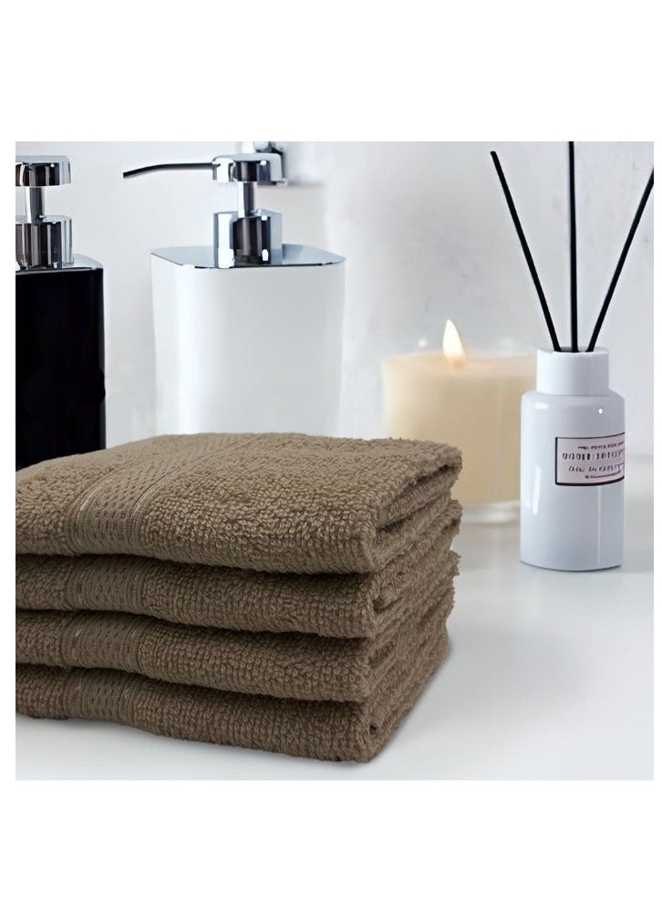 BYFT Daffodil (Dark Beige) Premium Face Towel (30x30 Cm-Set of 6) 100% Cotton, Highly Absorbent and Quick dry, Hotel and Spa Quality Bath linen with Stripe Diamond Dobby-500 Gsm  - Image 1