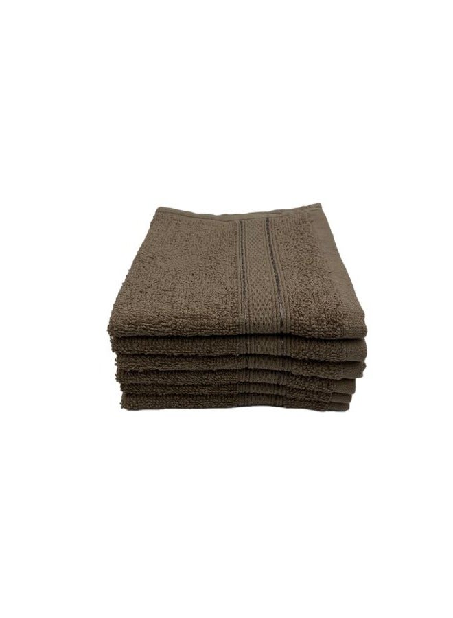BYFT Daffodil (Dark Beige) Premium Face Towel (30x30 Cm-Set of 6) 100% Cotton, Highly Absorbent and Quick dry, Hotel and Spa Quality Bath linen with Stripe Diamond Dobby-500 Gsm  - Image 2
