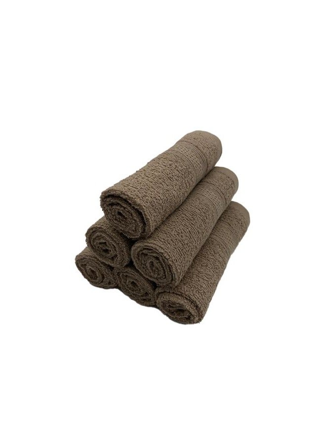 BYFT Daffodil (Dark Beige) Premium Face Towel (30x30 Cm-Set of 6) 100% Cotton, Highly Absorbent and Quick dry, Hotel and Spa Quality Bath linen with Stripe Diamond Dobby-500 Gsm  - Image 4